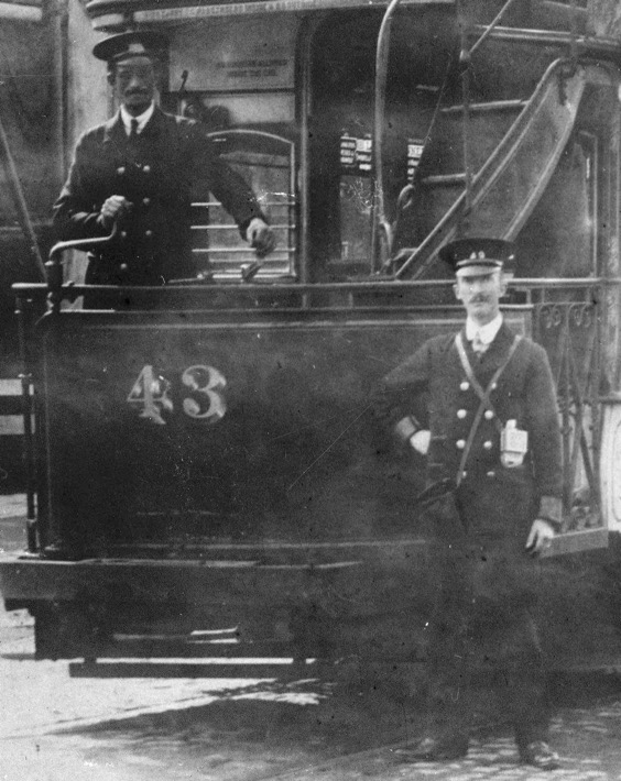 Southampton Corporation Tramways No 43 tram driver motorman and conductor