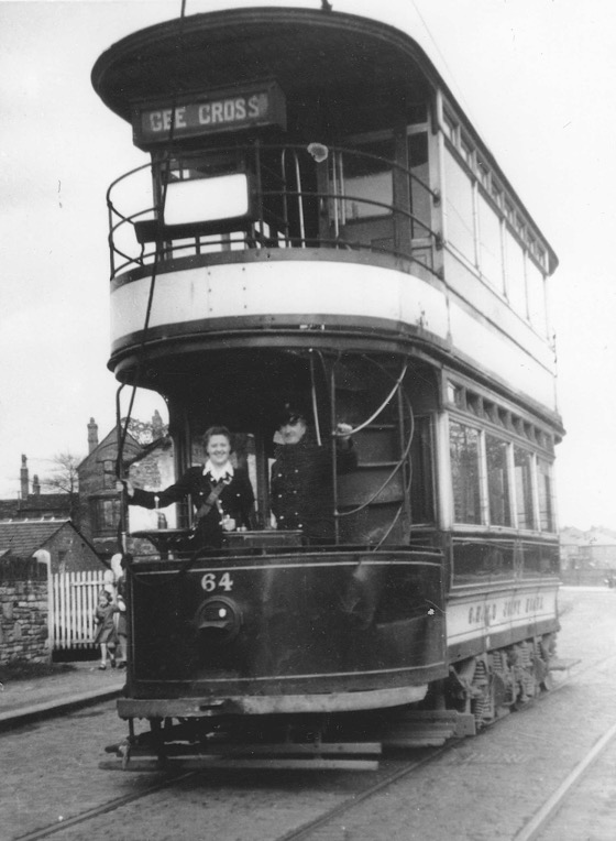 Stalybridge, Hyde, Mossley and Dukinfield Tramways Tramcar No 64 and conductress