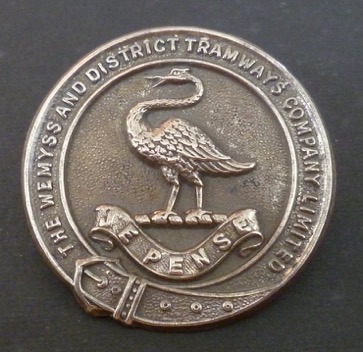 Wemyss and District Tramways cap badge nickel
