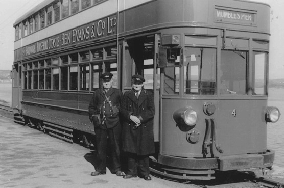 Swansea and Mumbles Railway Tram No 4 with Bill Allsopp and Len Ley Good Friday 1952