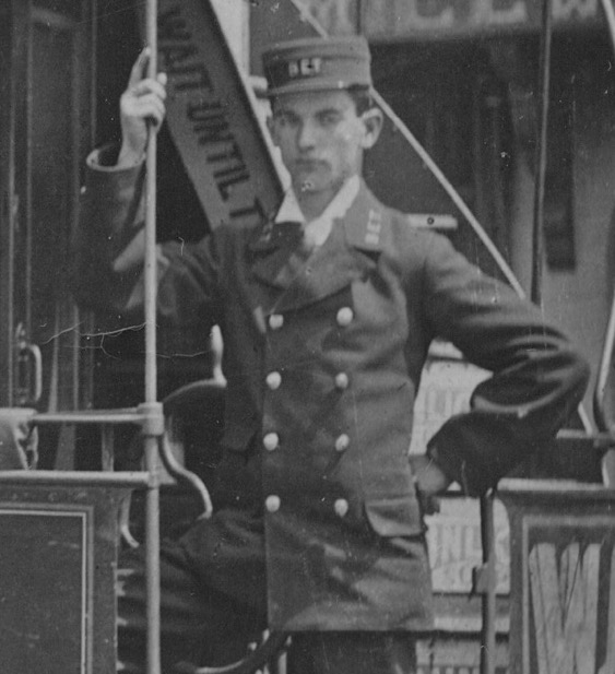 South Staffordshire Tramways Tramcar 55 and driver motorman W Morris circa 1899