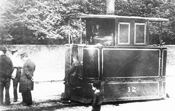 South Staffordshire Tramways Steam Tram No 12 and two inspectors