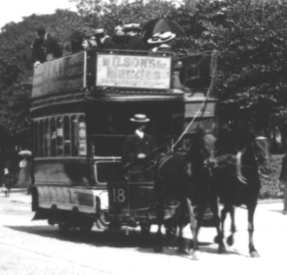 Southport Tramways Company horse tram and crew