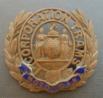 Birmingham Corporation Tramways motorman's cap badge