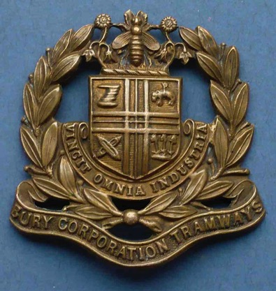 Bury Corporation Tramways cap badge