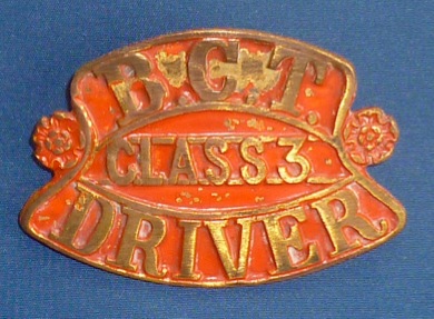 Bradford City Tramways Class 3 driver cap badge