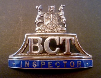 Bradford City Tramways inspector chrome cap badge
