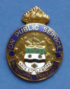 Blackburn Corporation Tramways Great War service badge