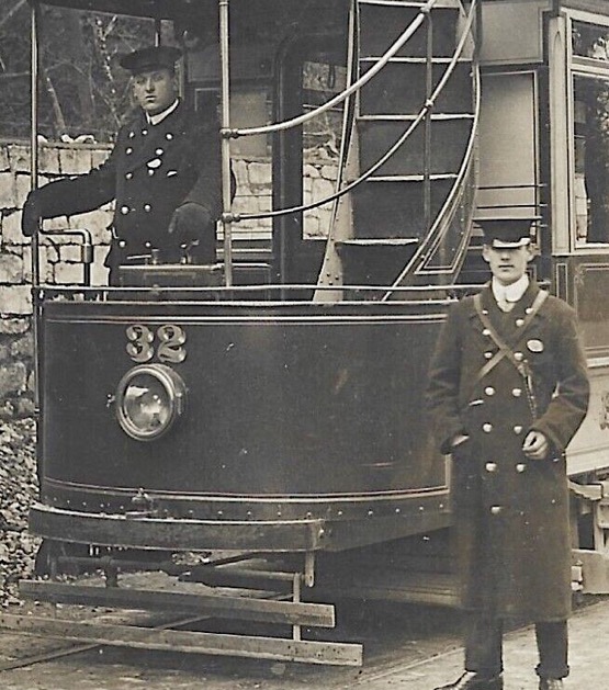 Bath Electric Tramways Trmacr No 32 driver and conductor