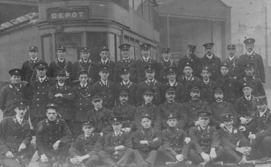 Burnley Corporation Tramways staff photo, circa 1914.