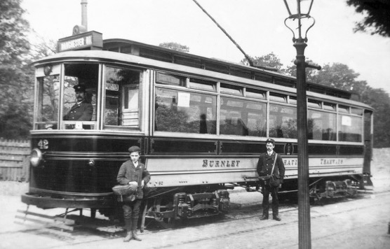Burnley Corporation Tramways Tram No 42 and crew at Summit in 1903