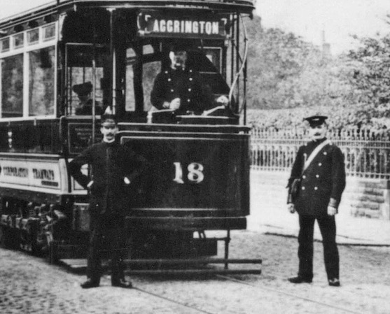 Accrington Corporation Tramways Tram No 18 and crew 1907