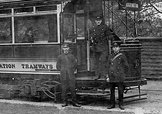 Accrington Corporation Tramways Tram No 5 and crew