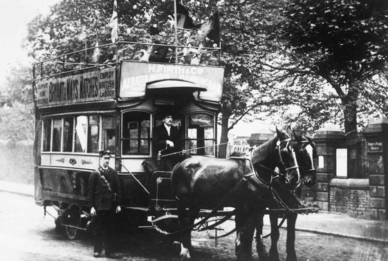 Bradford Tramways and Omnibus Company horse car No 2 at Lister Park Gates