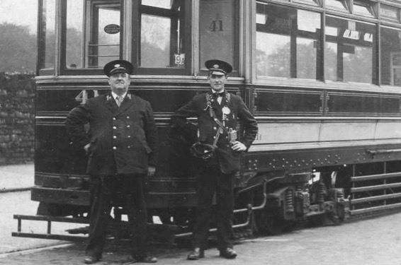 Burnley, Colne and Nelson Joint Transport Committee tram 41 and crew