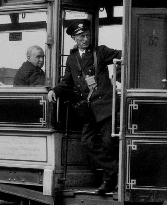 Burnley, Colne and Nelson Joint Transport Tram conductor