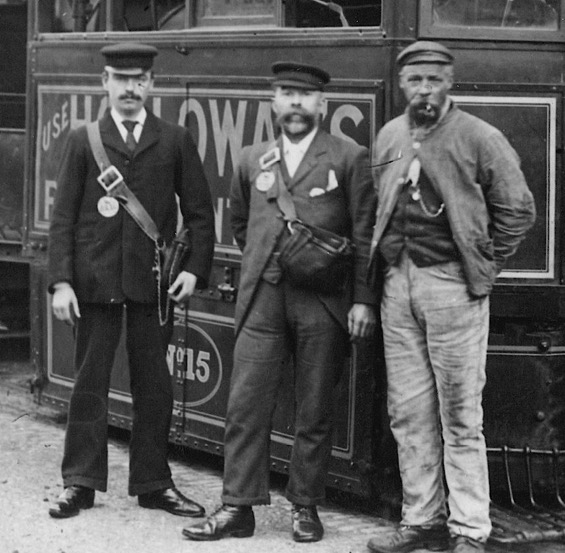 Birmingham and Aston Steam Tramway driver  and conductors 1900