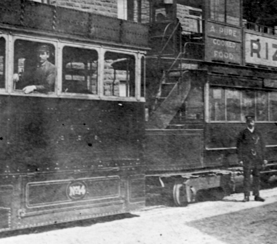 Accrington Steam Tramways Co Steam Tram No 14 and crew