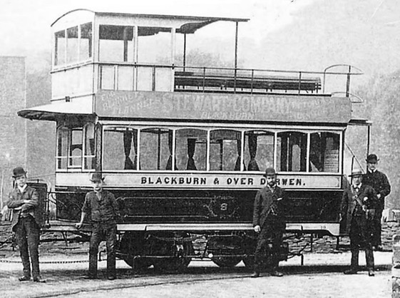 Blackburn and Over Darwen Tramways trailer tram no 8 and driver