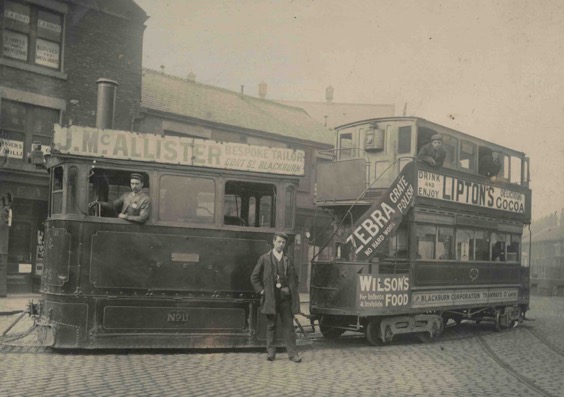 Blackburn Corporation Tramways Steam Tram No 11 and crew