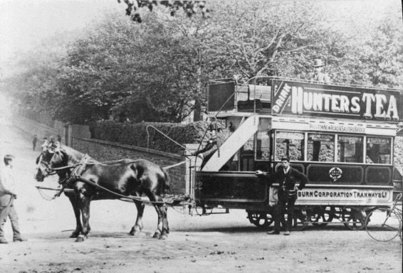 Blackburn Corporation Tramways Horse Tram No 22 and crew