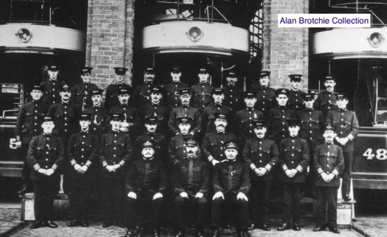 Lanark Tramways Company staff at Power House depot 1908
