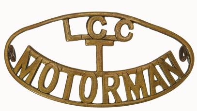 London County Council Tramways motorman's cap badge