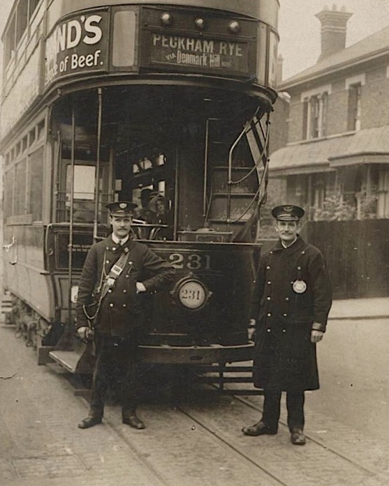 London County Council Tramways Tram No 231, motorman and conductor