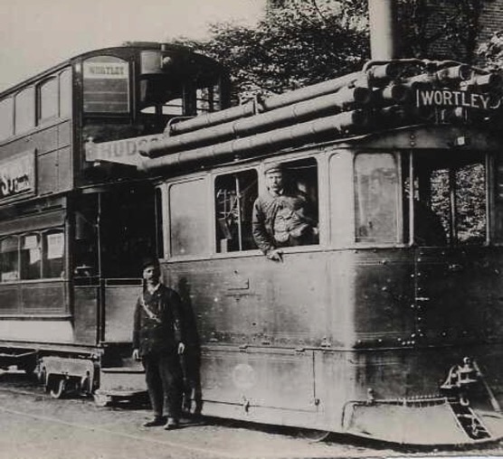 Leeds City Tramways steam tram with crew