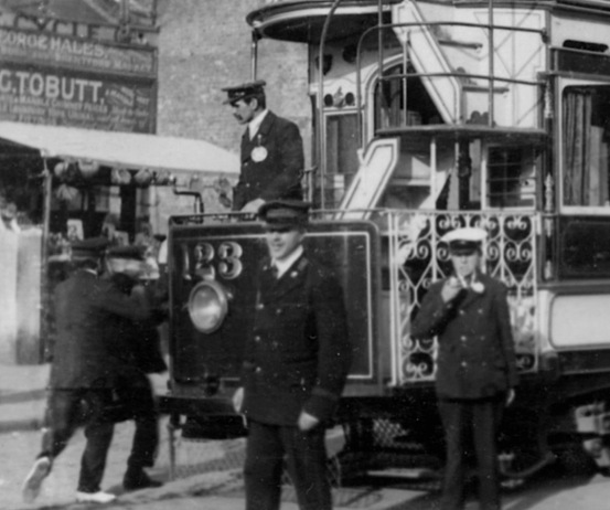 London United Tramways Tram No 123 with crew