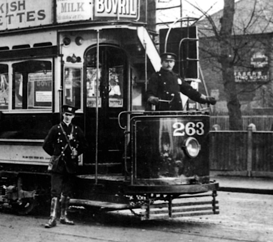 London United Tramways tram No 263 with crew