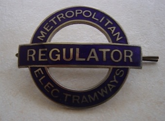 Metropolitan Electric Tramways Regulator cap badge