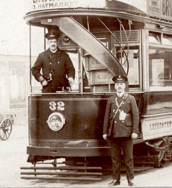 Leicester Corporation Tramways Tram No 32 and crew