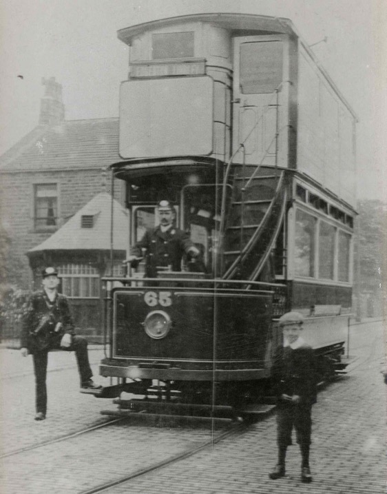 Huddersfield Corporation Tramways Tram No 65 and crew