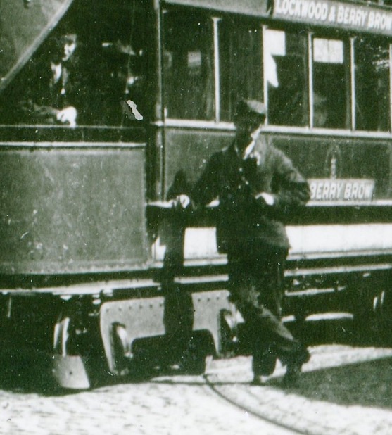 Huddersfield Corporation STeam Tram No 25 and conductor