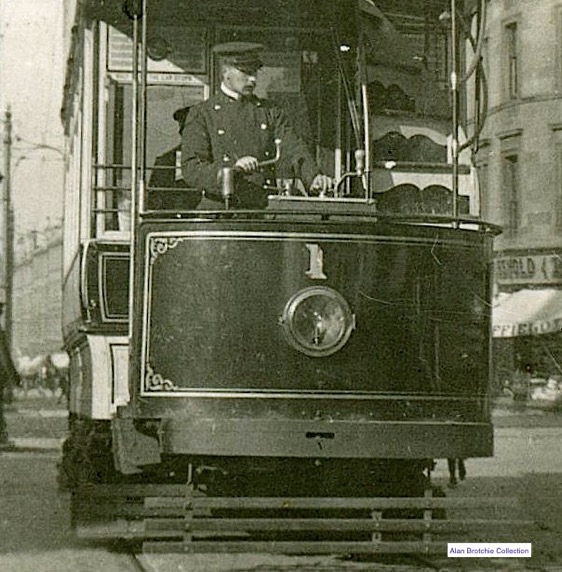 Leith Corporation Tramways Tram No 1 and driver
