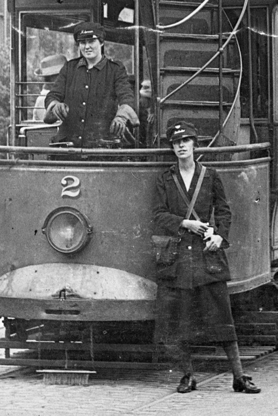 Lincoln City Tramways Tram No 2  Great War conductress and woman driver