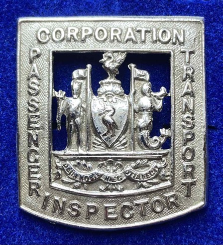 Liverpool Corporation Passenger Transport Inspector badge tram