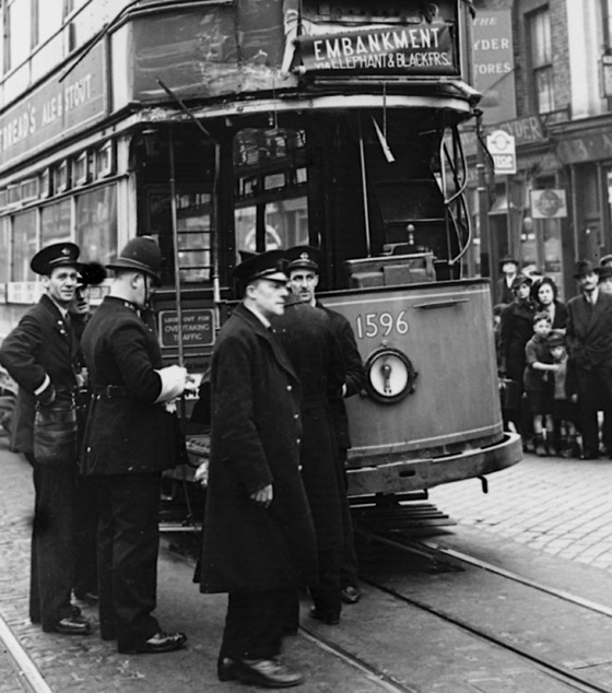 London Transport Tram No 1596 crash inspector