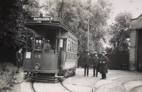 Luton Corporation Tramways inspectors and Tram No 13