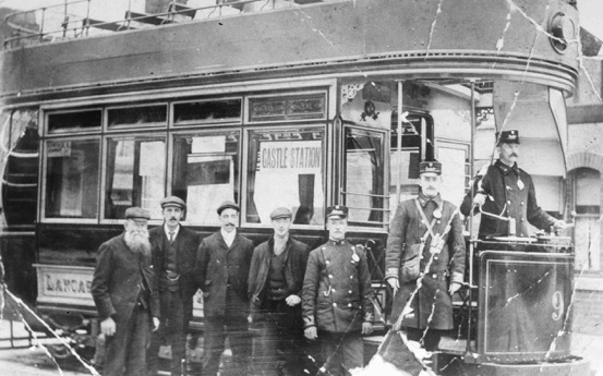 Lancaster Corporation Tramways Tram No 9 and crew