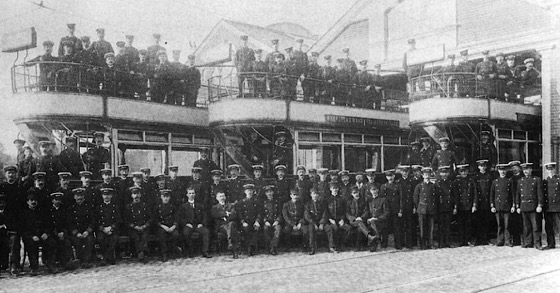 Ipswich Corporation Tramways staff at Constantine Rd depot 