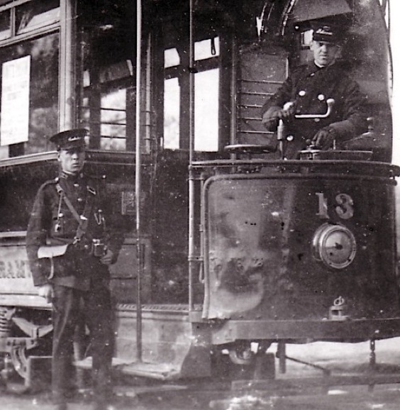 Ilkeston Tram No 13 , conductor and motorman Cotmanhay