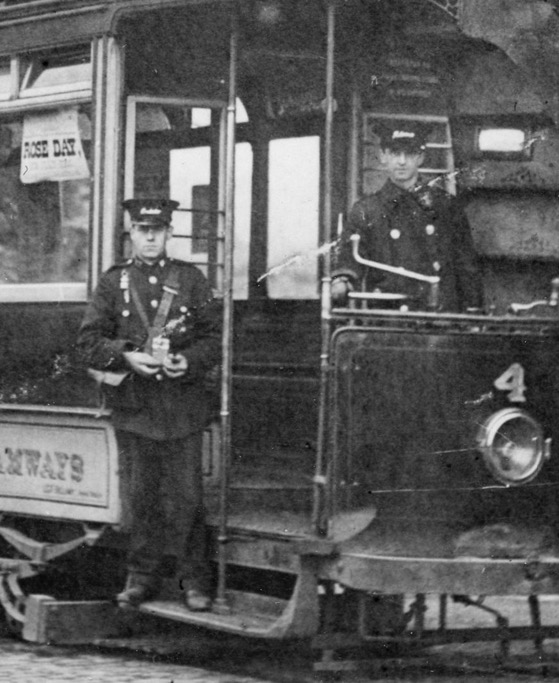 Ilkeston Tram No 4 , conductor and motorman Cotmanhay