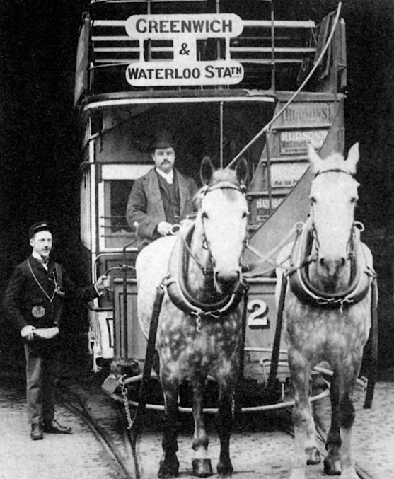 London Tramways Company horse tram and crew