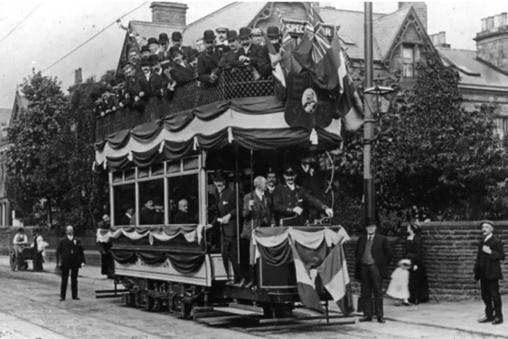 Keighly Corporation Tramways decorated car.