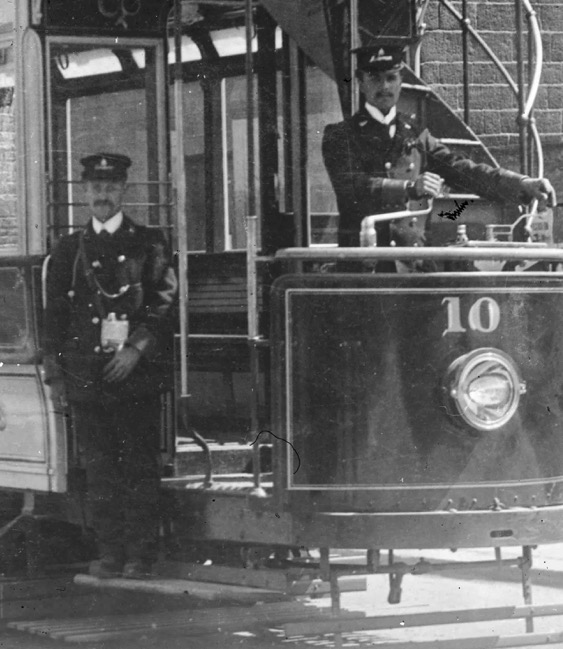 Keighley Corporation Tramways Tram No 10 conductor and driver